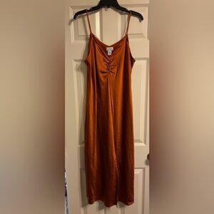 Nicole Miller Burnt Orange V-Neck Dress